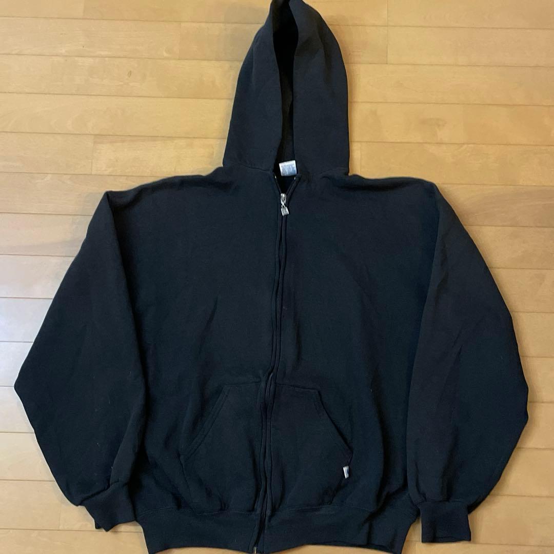 古*)様 XL 黒 USA製 ラッセル パーカー フルジップ
