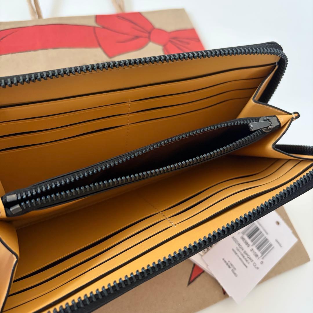 コーチ☆新品☆レザー アコーディオン 長財布/ハニカム イエロー黄色系