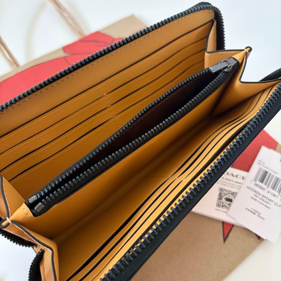 コーチ☆新品☆レザー アコーディオン 長財布/ハニカム イエロー黄色系
