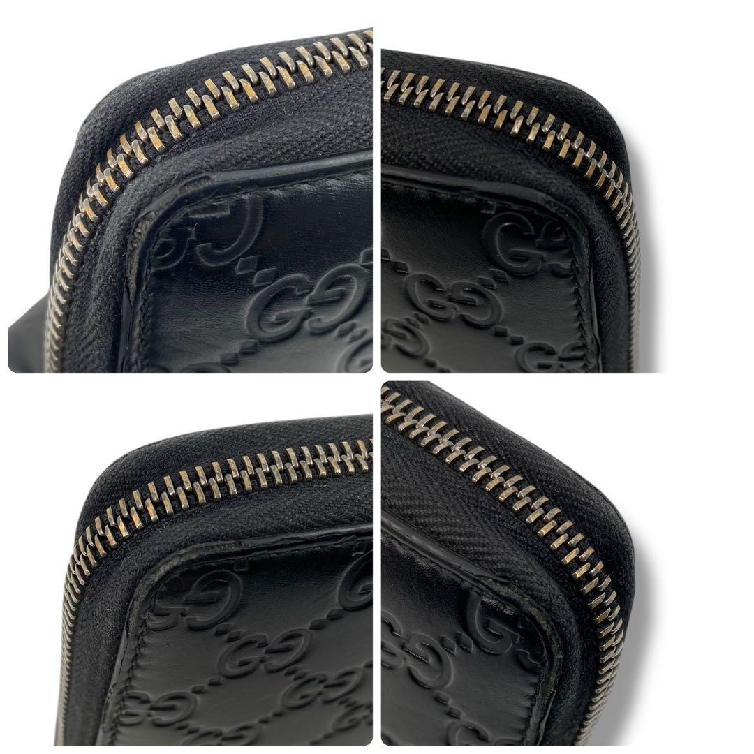 美品 GUCCI グッチシマ レザー ラウンドファスナー 長財布 ブラック