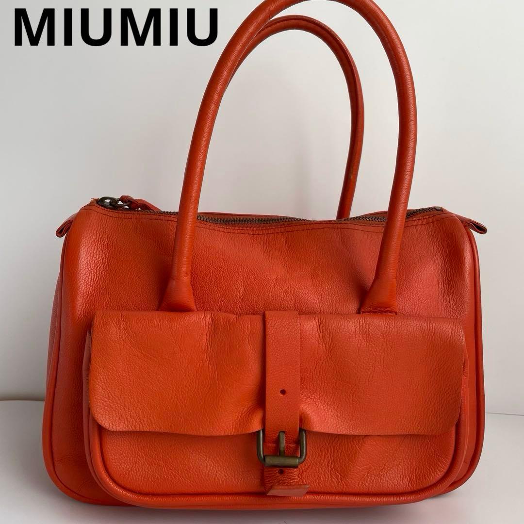 ✨極美品✨　MIUMIU ハンドバッグ　レザー　アーカイブ　オレンジ　y2k