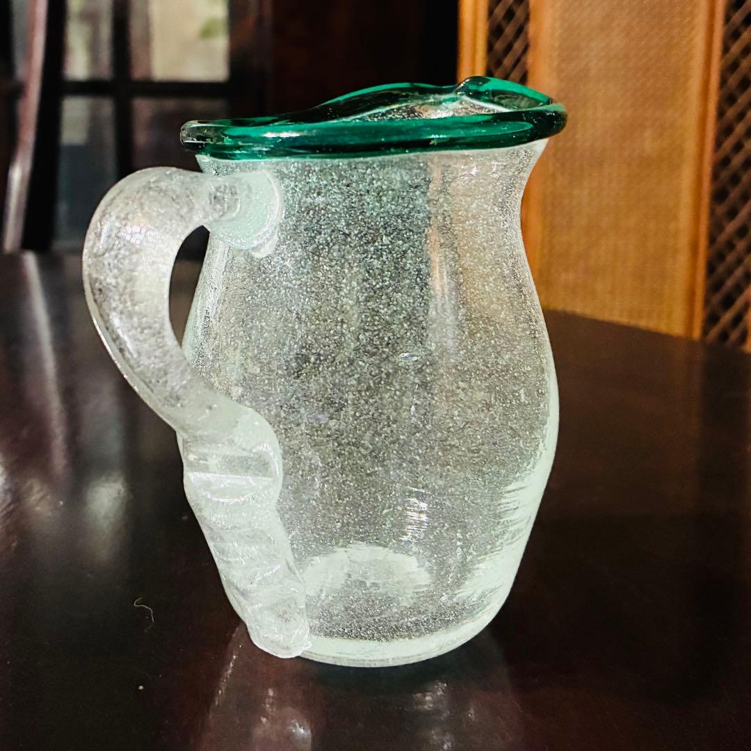 横山秀樹　花入れ　ソースポット　 縁巻　吹きガラス