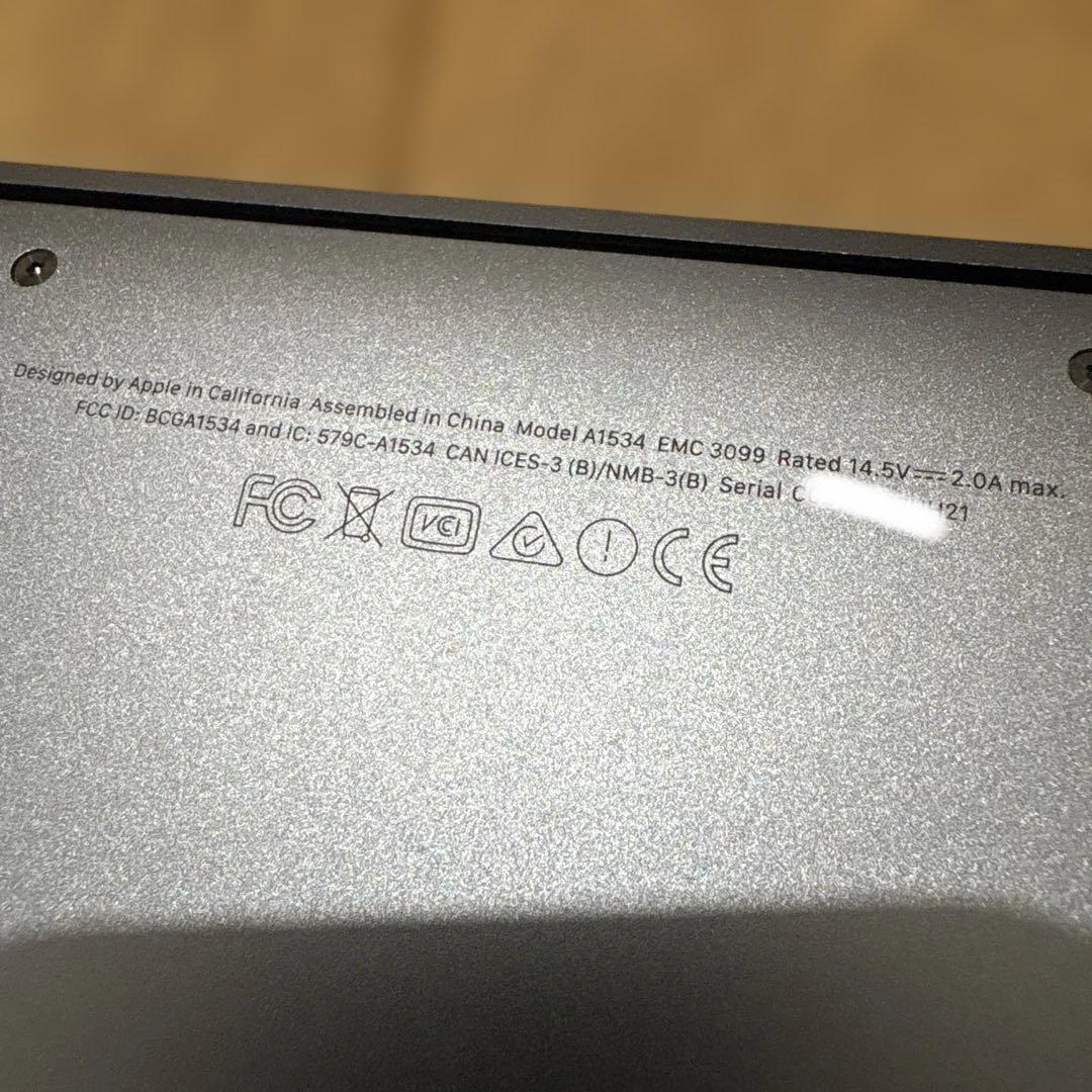 【美品】MacBook 12インチ 2017 8GB/256GB 充放電60回