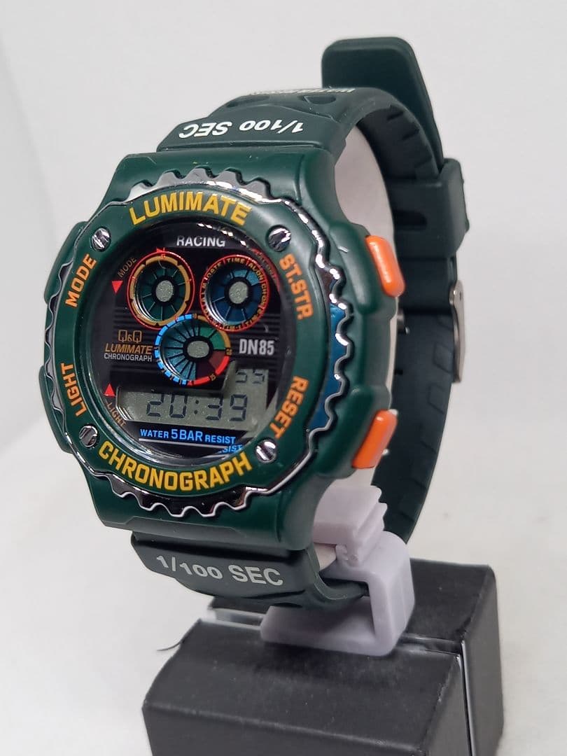 CITIZEN 【1/100クロノグラフ】デジタル Q＆Q グリーン　レア