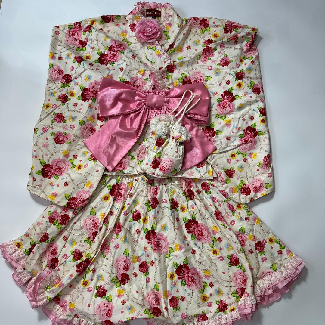 浴衣ドレス 姫ギャル ロリィタ 160 大人 ボディライン バラ セット