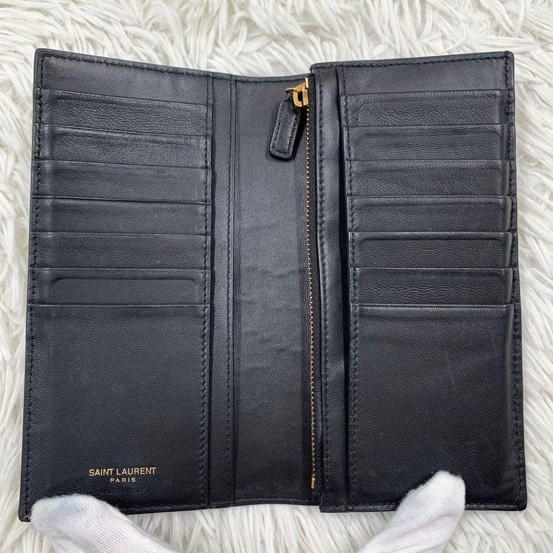 【✨極美品✨】サンローラン クロコ 長財布 カサンドラ ブラック 付属品完備