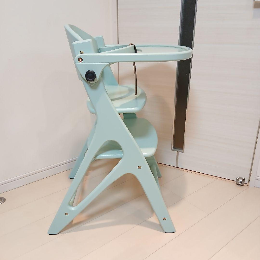 【美品】大和屋 yamatoyaアッフルチェア ハーブグリーン ベビーチェア
