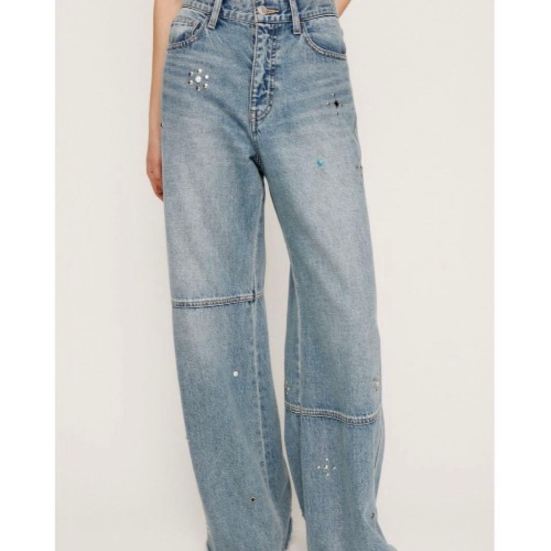 【SLY】デニム　スタッズシームデザイン　ブルー