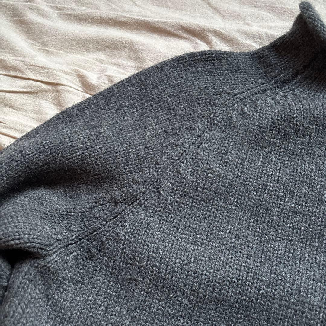 【90s】J.CREW ロールネック ニット グレー ウール ラグラン