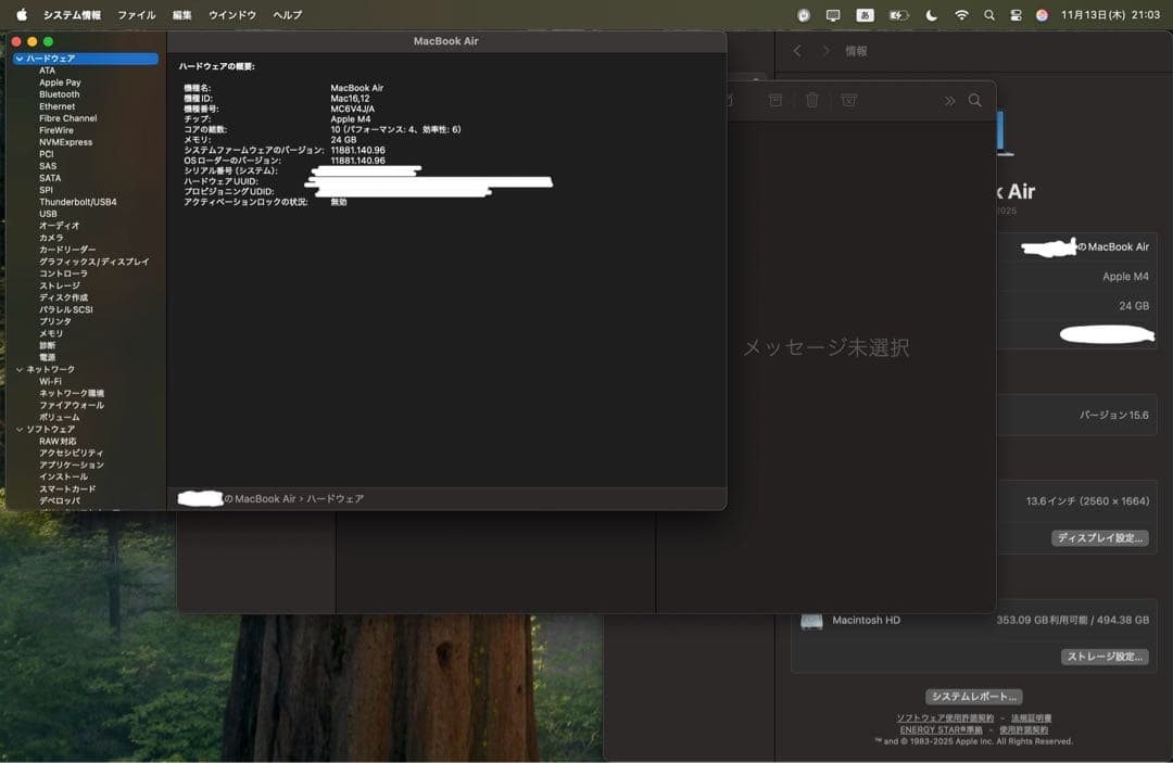 MacBook Air M4 スカイブルー 13インチ 24GB・512GB