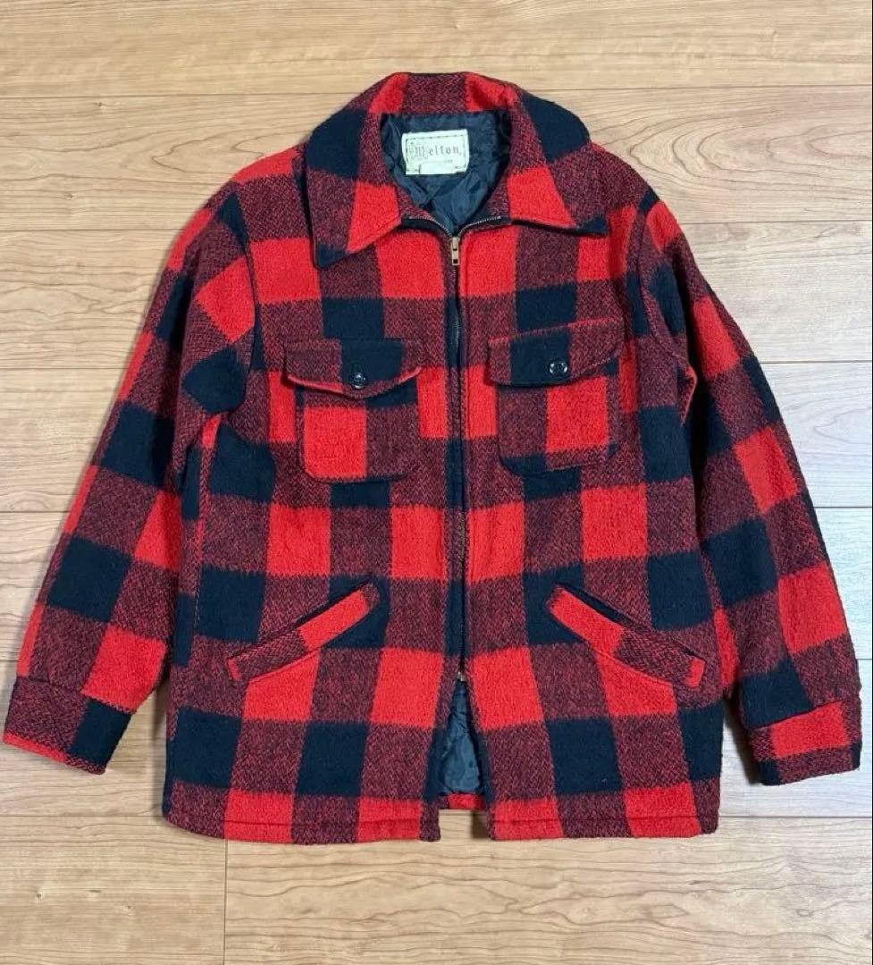 70's Melton バッファローチェック　ウールジャケット