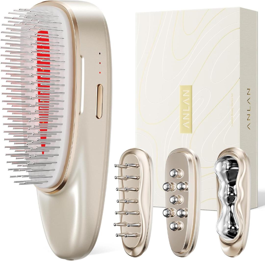 ANLAN リフトスパ温冷かっさ EMS リフトブラシ 電気頭皮ブラシ