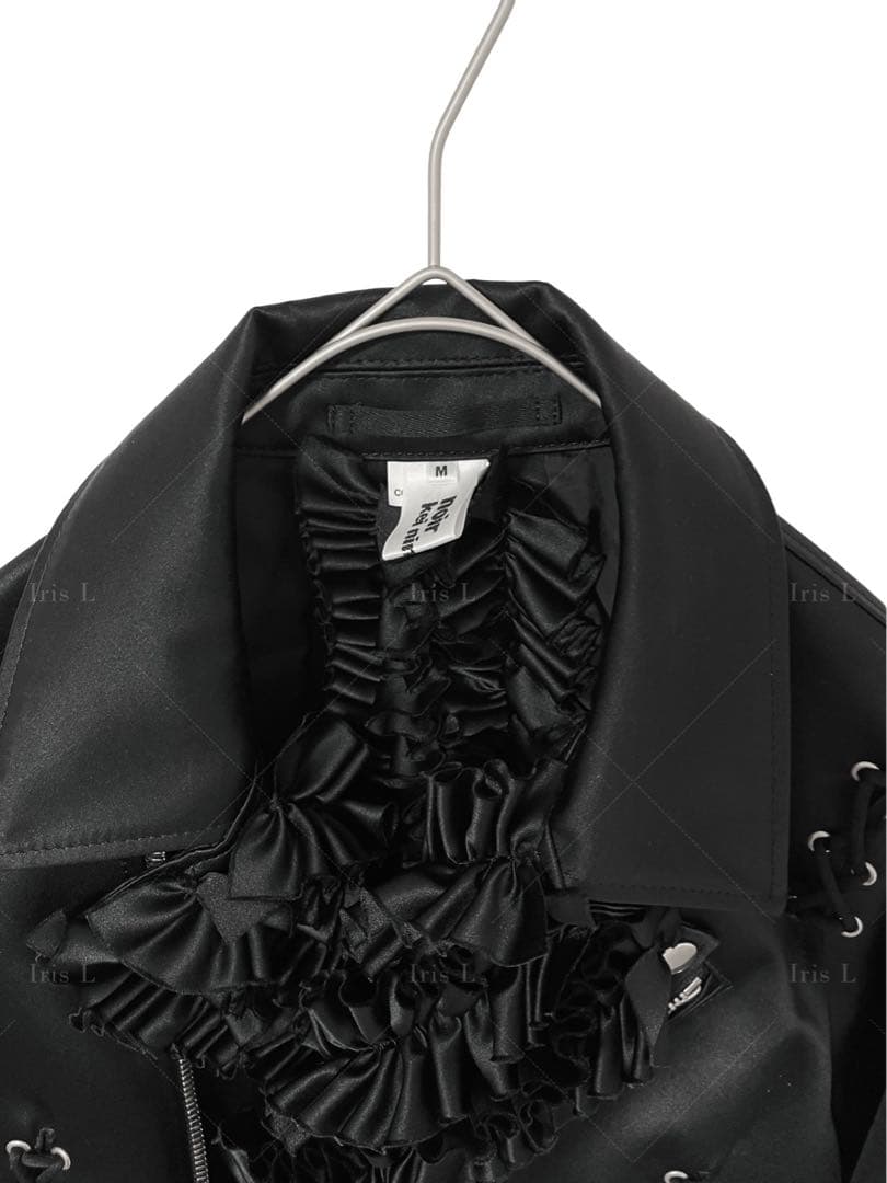 ノワールケイニノミヤ フリル装飾レースアップ ライダースジャケット