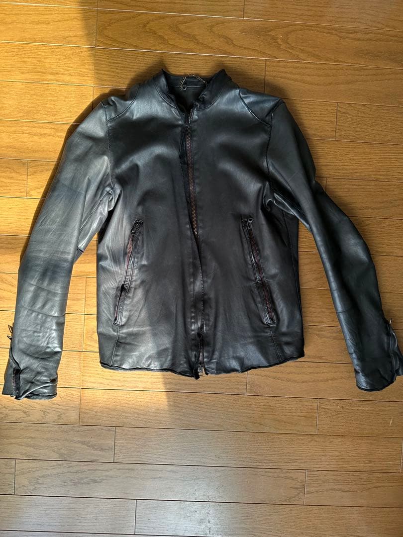 sisii ブラックレザーライダースジャケット　ポチサバ