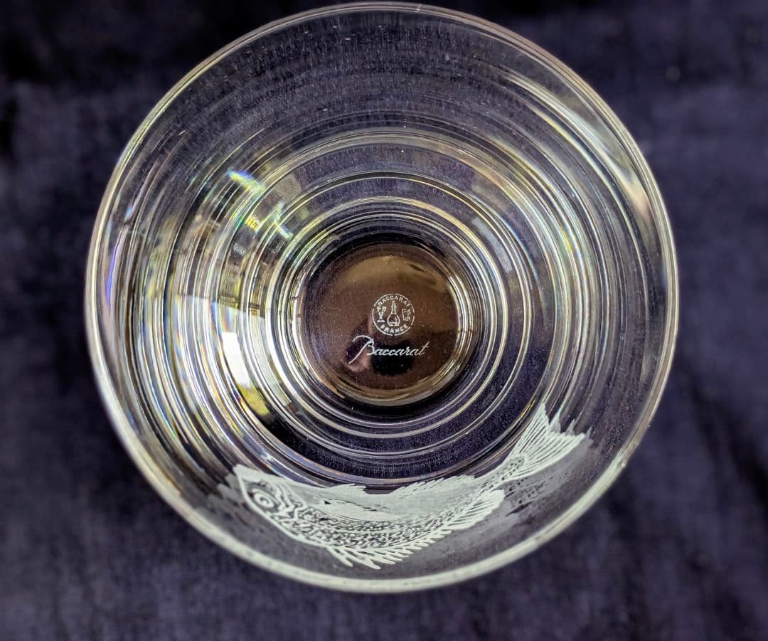 Baccarat 鯛の彫刻 ロックグラス 専用箱付き