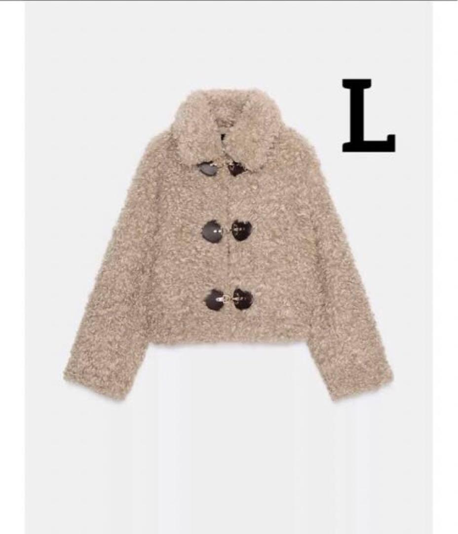 ZARA トグルボタンフェイクファージャケット　L