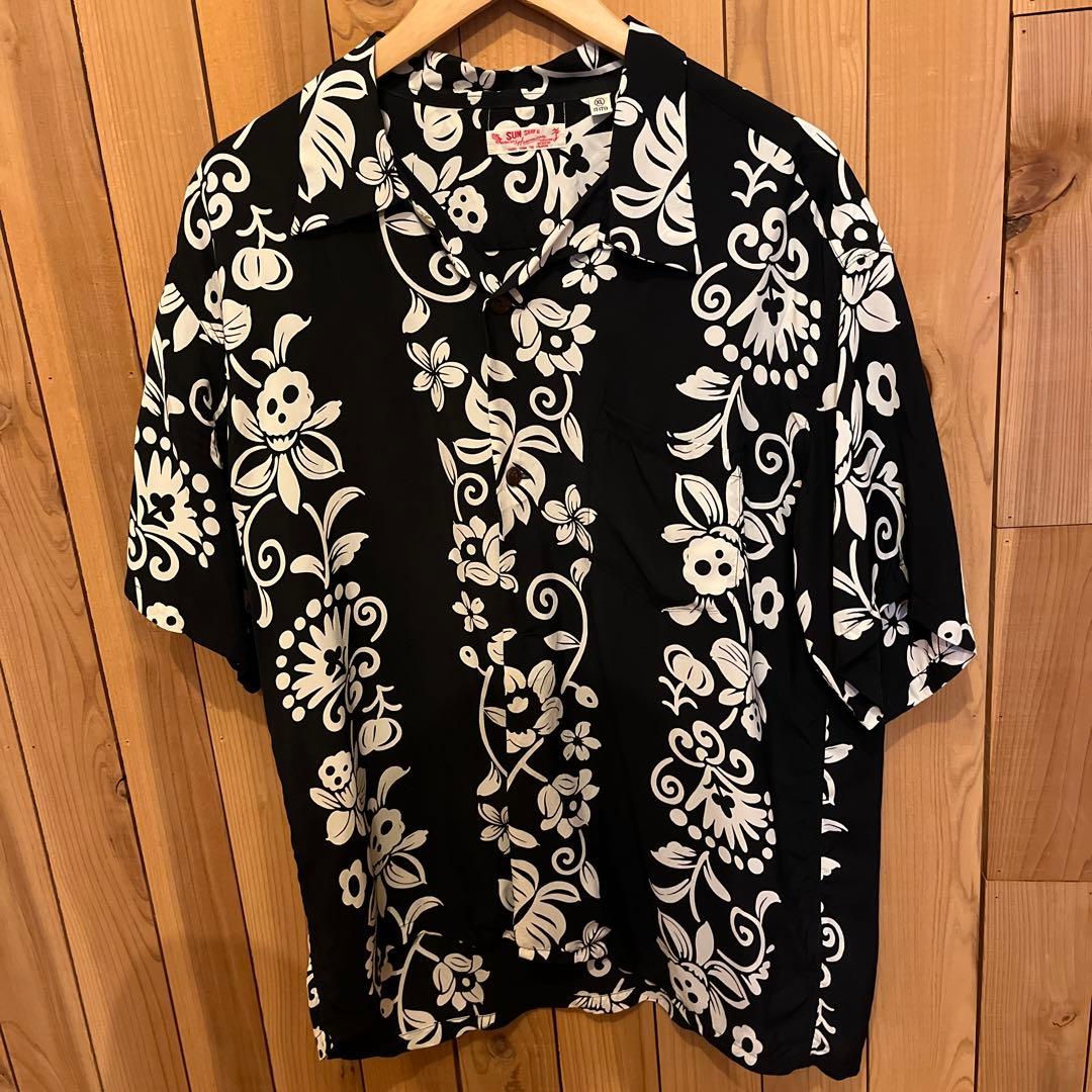 SUN SURF アロハシャツ HAWAIIAN SKULL BORDER