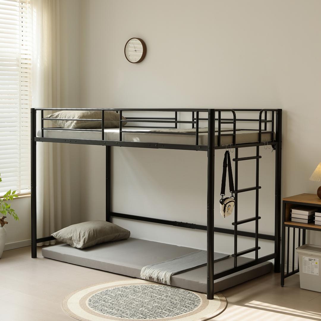 【高さ140cm】システムベッド 　耐荷重150kg　スチール 　BLACK