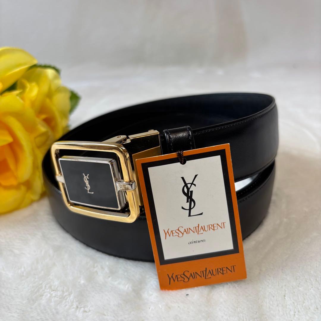 未使用✨イヴサンローランYSL ロゴ レザー ベルト メンズ