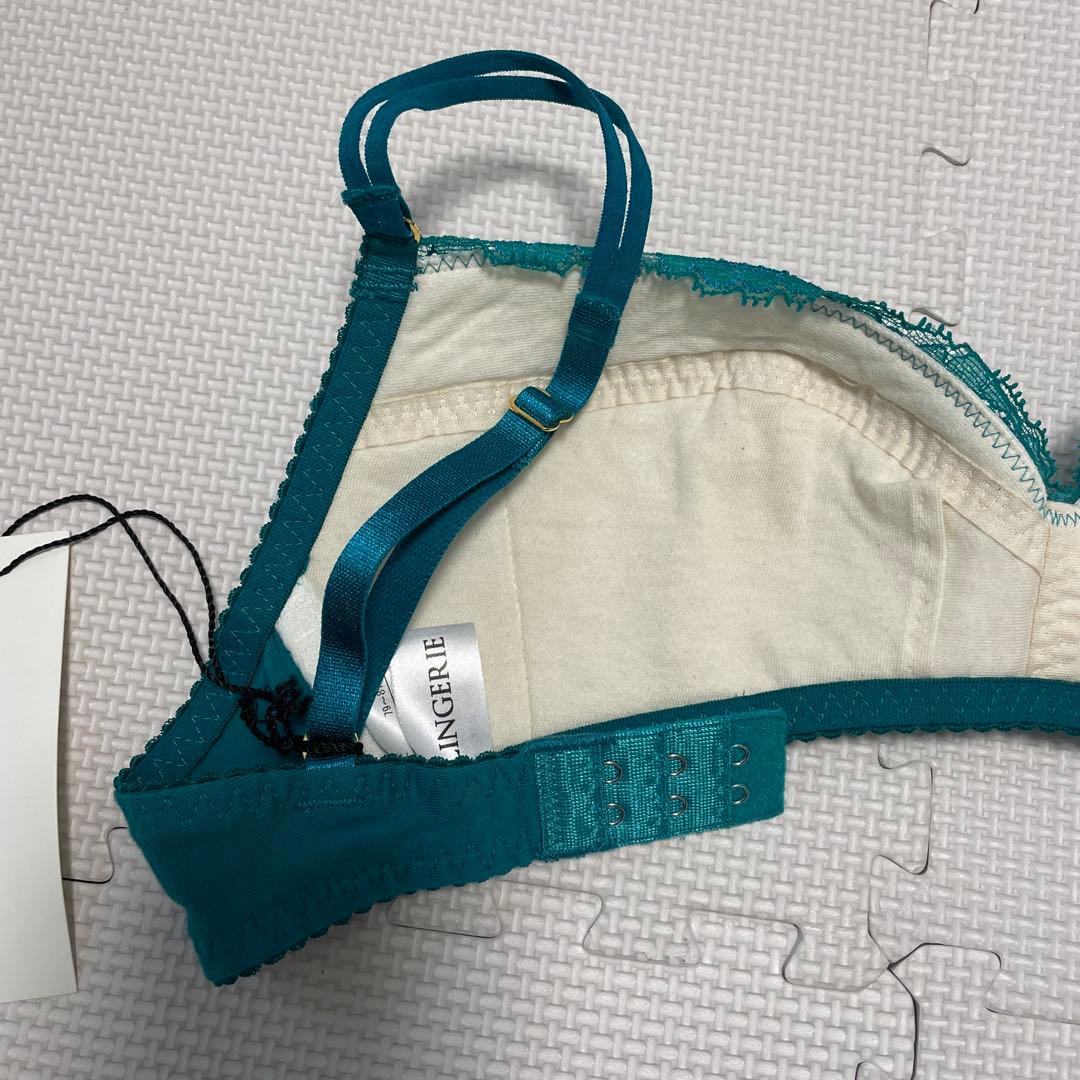 NAO LINGERIE ティール レース ノンワイヤーブラ ショーツセット