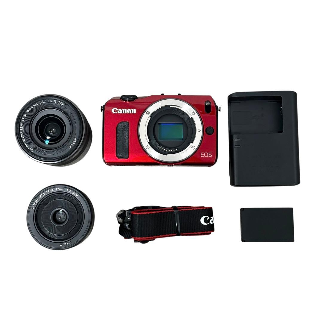 CANON EOS M ミラーレス一眼 ダブルレンズキット レッド 赤