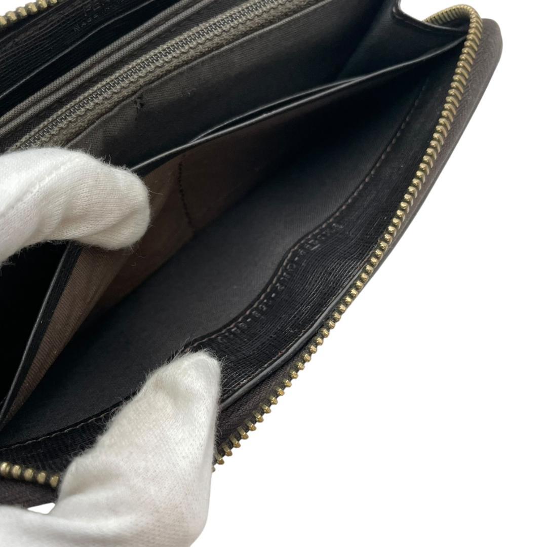 FENDI フェンディ 長財布 ズッカ ゴールドロゴ ラウンドファスナー レザー