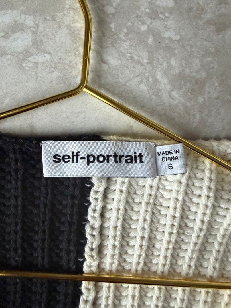 self-portrait バイカラー カーディガン S