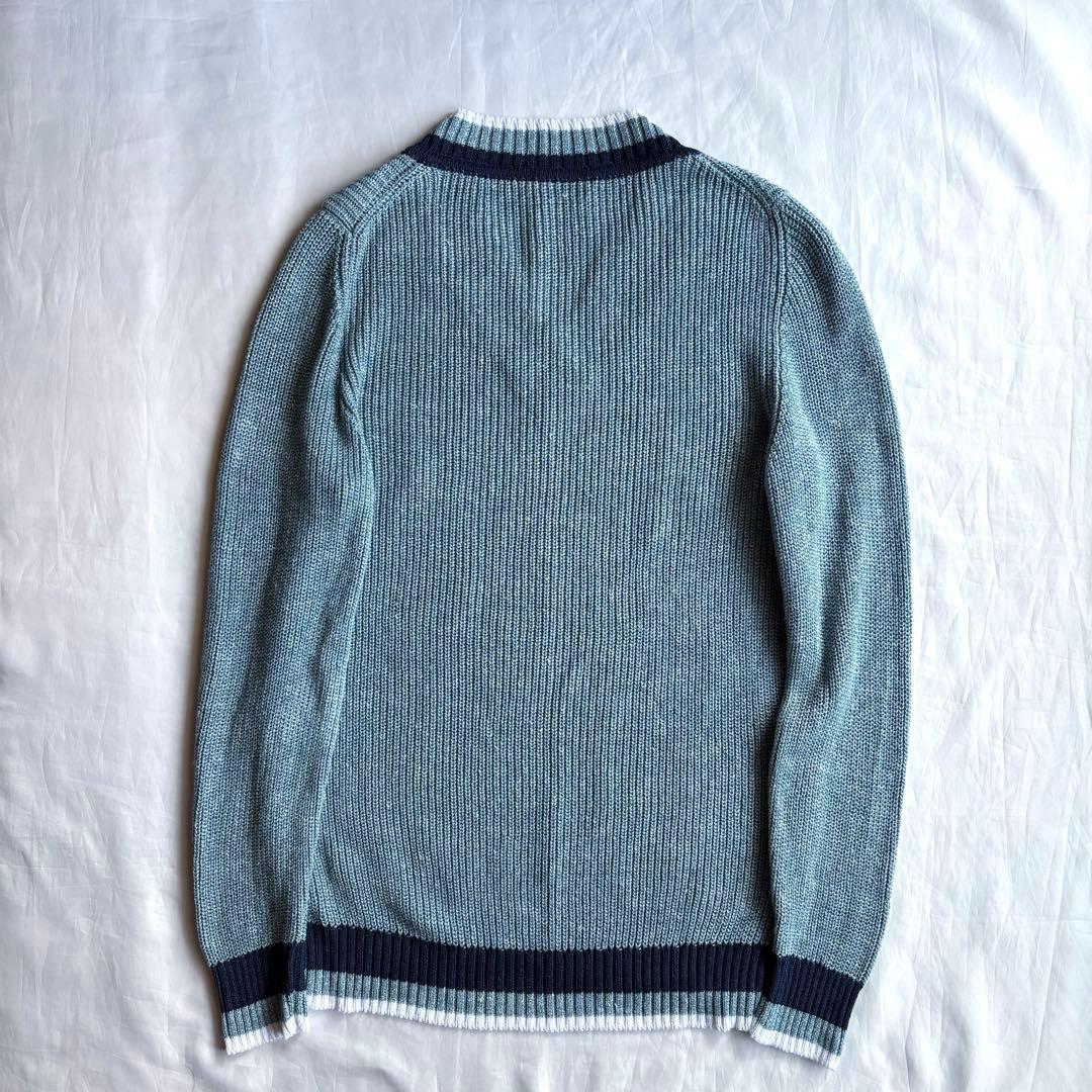 GRAN SASSO イタリア製 ミドルゲージ リネン コットン Vネックニット