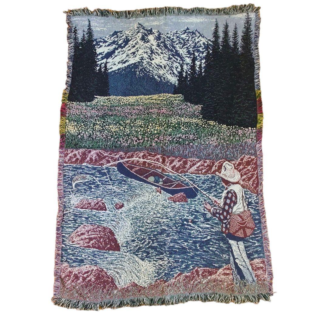 vintage ラグ カーペット、アウトドア、フィッシング、花、釣り 520