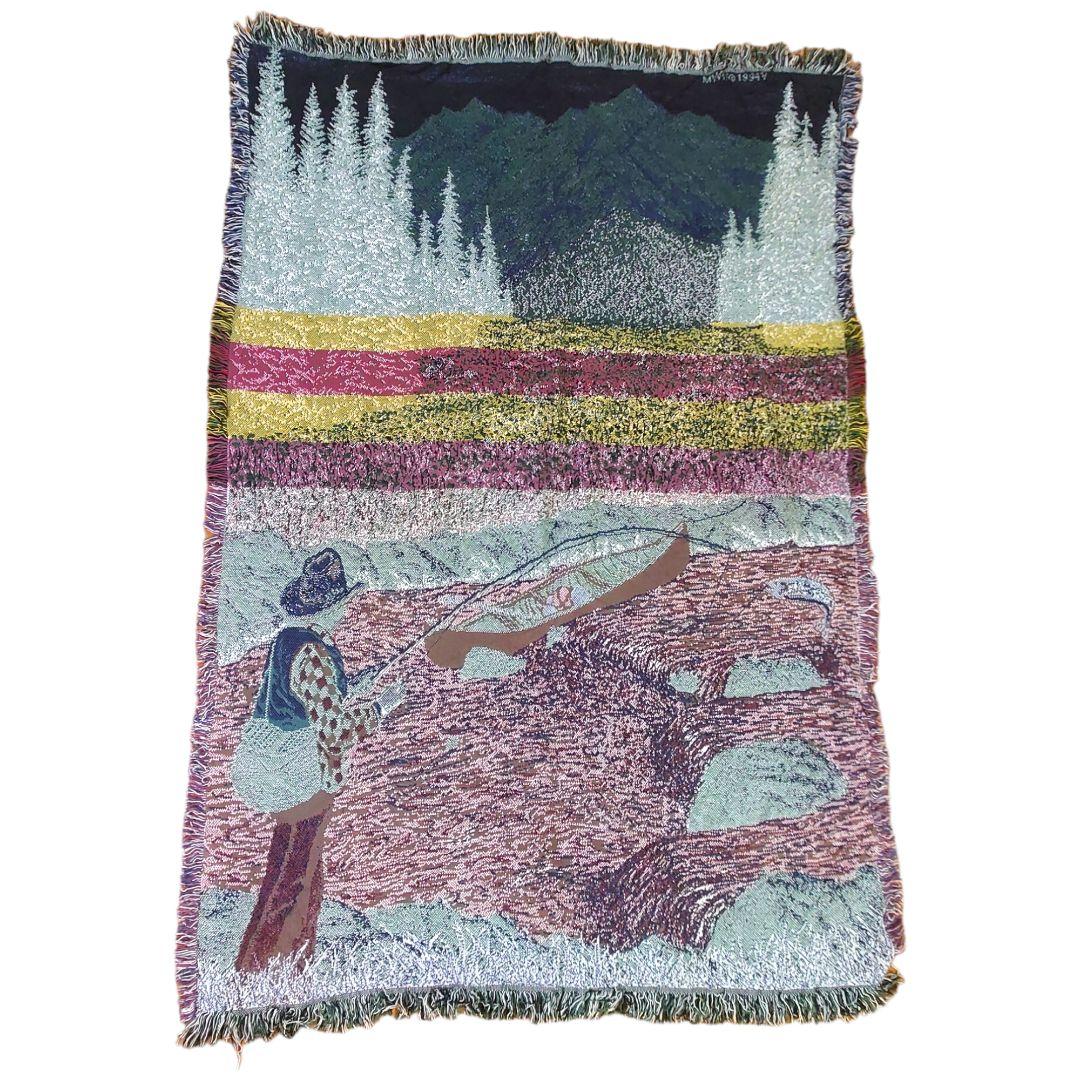 vintage ラグ カーペット、アウトドア、フィッシング、花、釣り 520