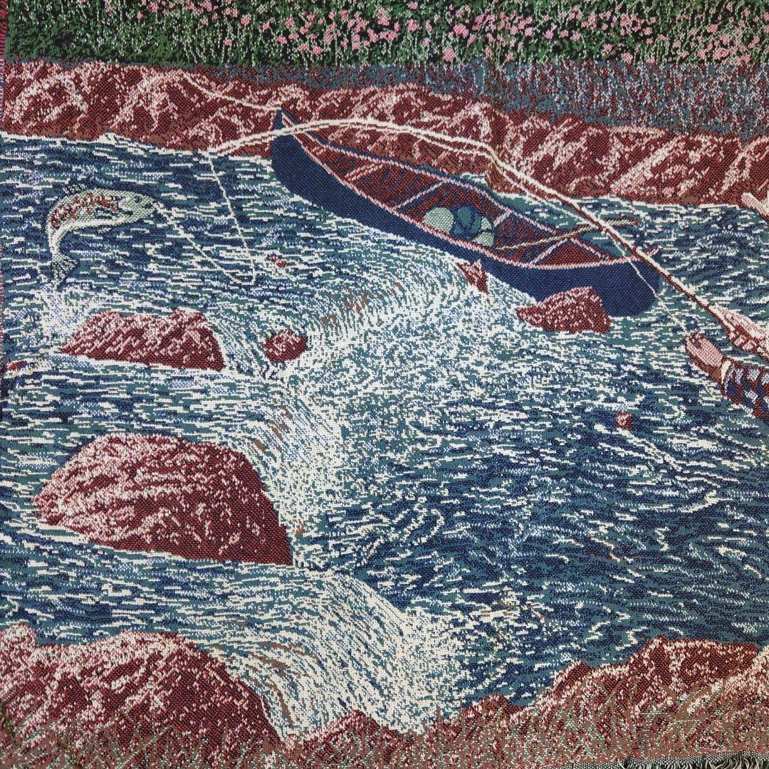 vintage ラグ カーペット、アウトドア、フィッシング、花、釣り 520