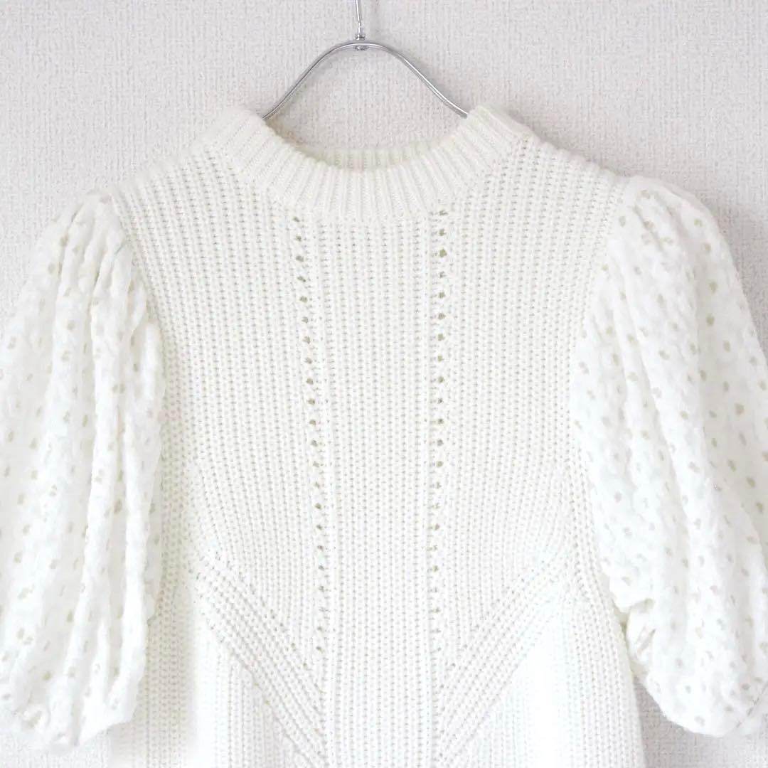 完売品 セブンテン カットジャガードスリーブ スプリング異素材ニット 花柄