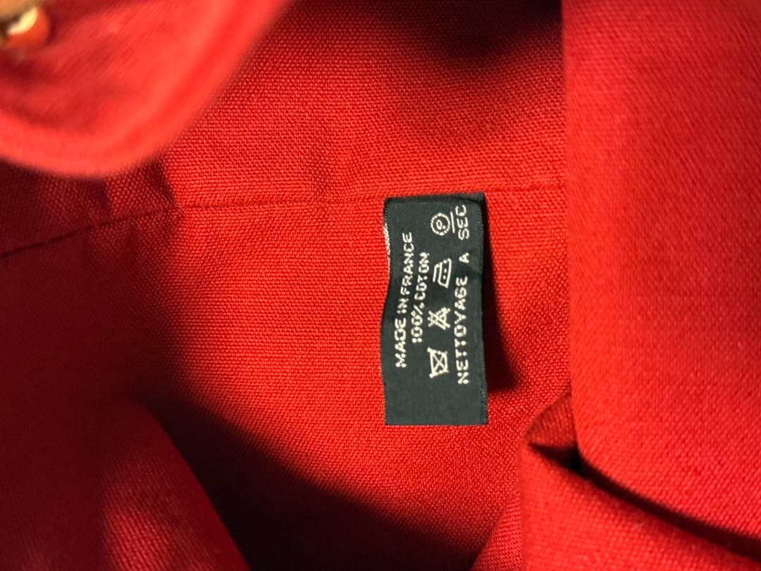 エルメス 赤 キャンバス ドローストリングショルダーバック