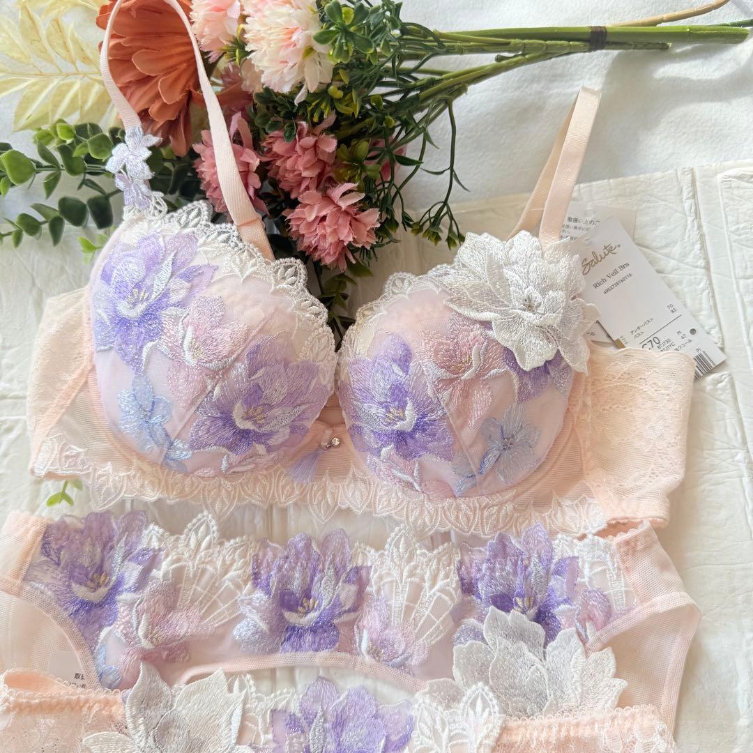 【新品】wacoal サルート　30 ブラ　ソング ガーター　C70M PI