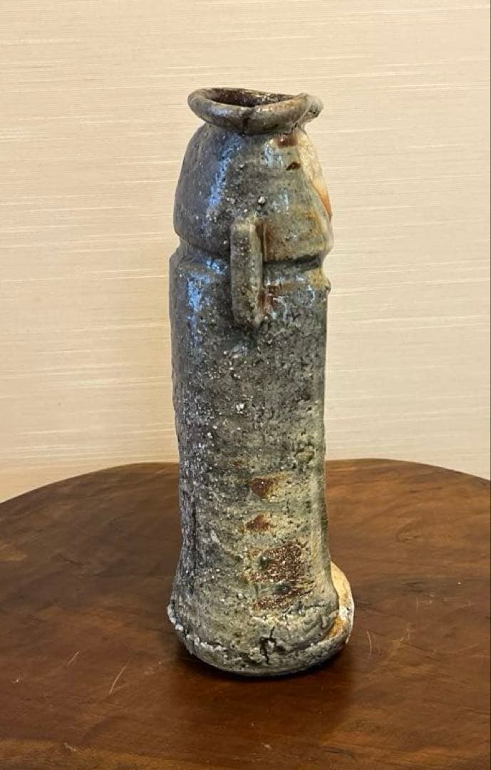 坂本俊人　伊賀耳付花生　耳付　伊賀焼　西山窯　箱付き　未使用　深緑