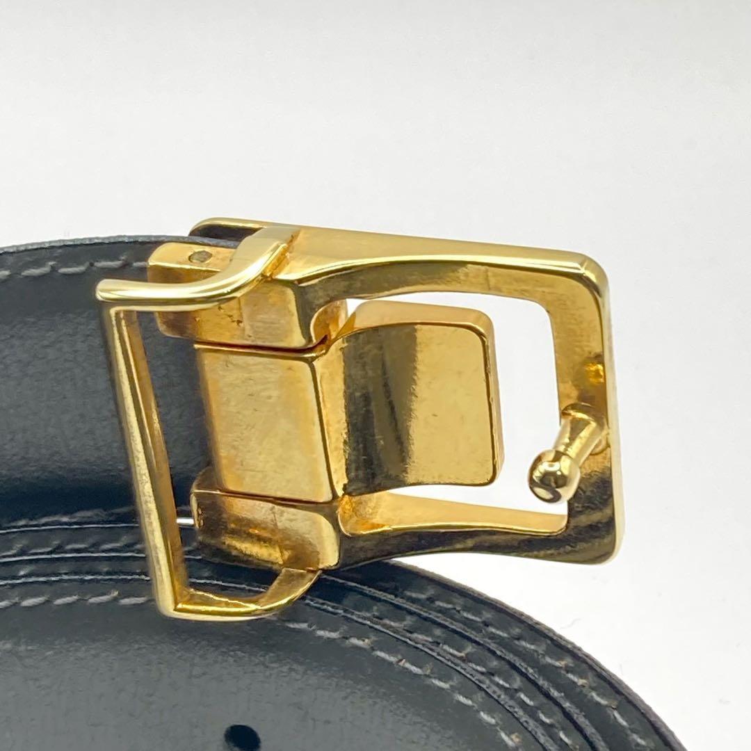 【美品】クリスチャンディオール　レザーベルト　ヴィンテージ　ロゴ金具　ブラック