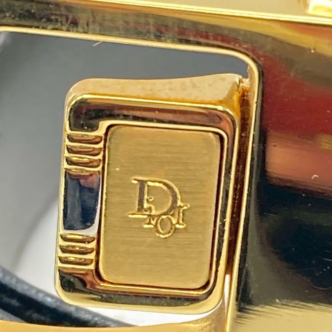 【美品】クリスチャンディオール　レザーベルト　ヴィンテージ　ロゴ金具　ブラック