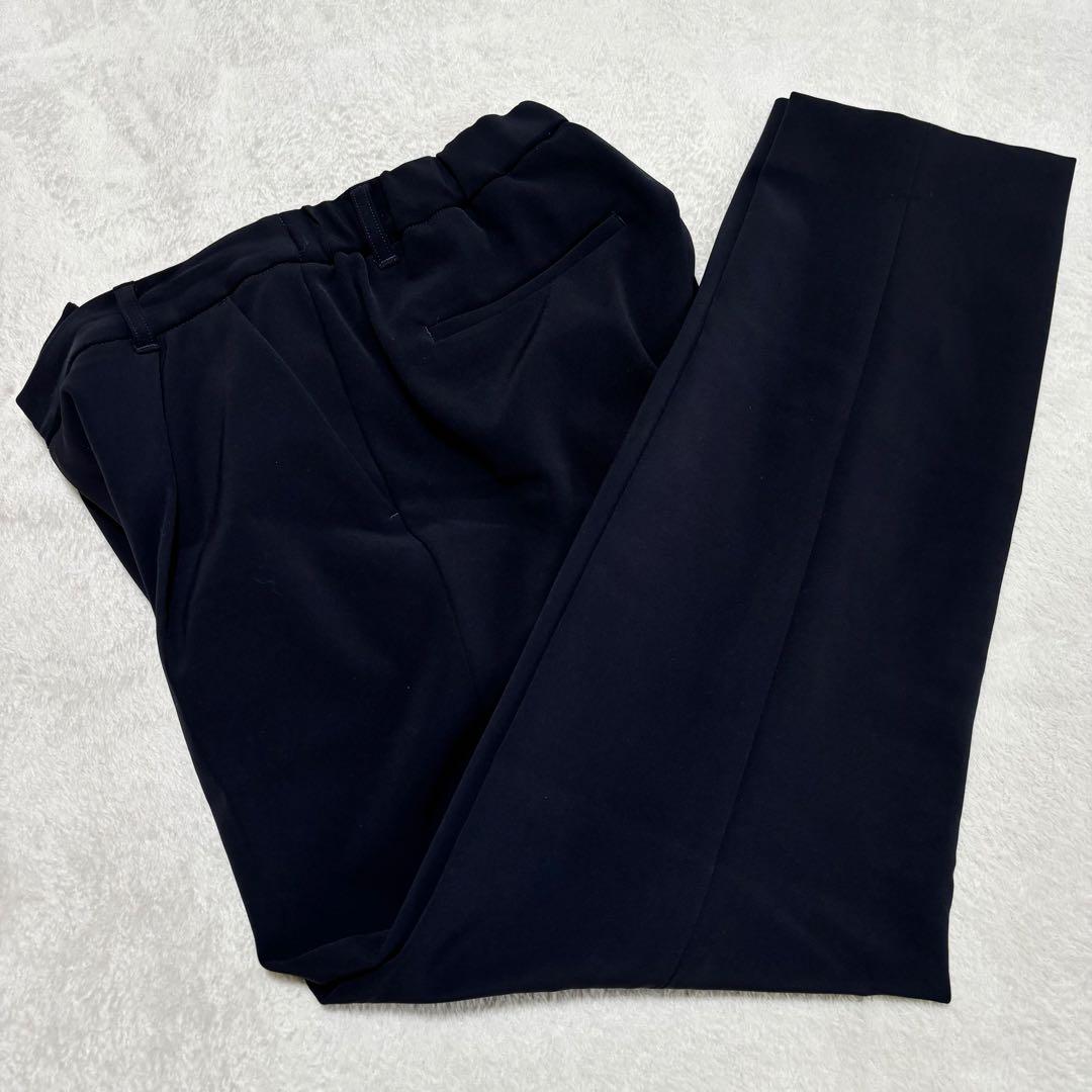 美品 INDIVI インディヴィ ノーカラー パンツスーツ ネイビー Mサイズ