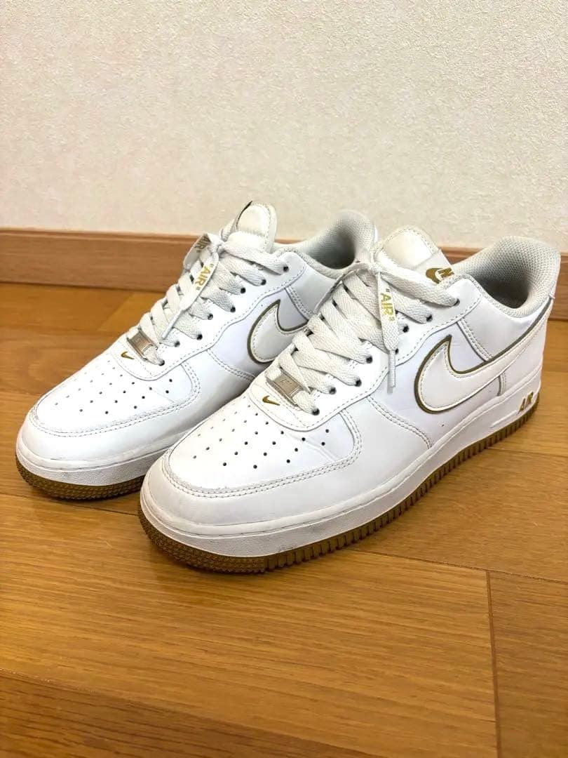 ナイキ エアフォース1 '07 ホワイト×ゴールド ガムソール 26.5cm