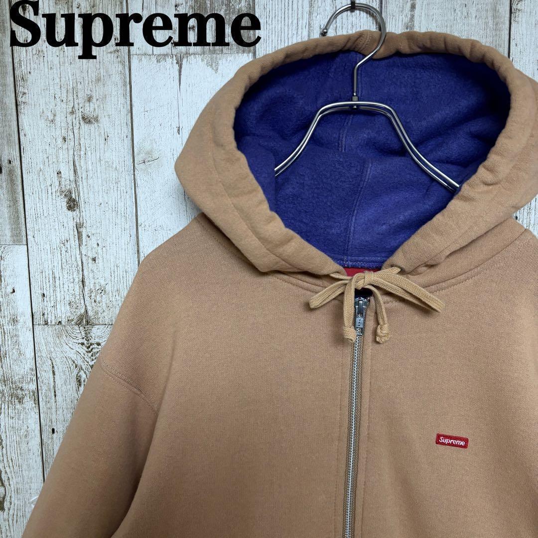 J225 即完売モデル　シュプリーム　ジップアップパーカー　スモールロゴ　裏起毛