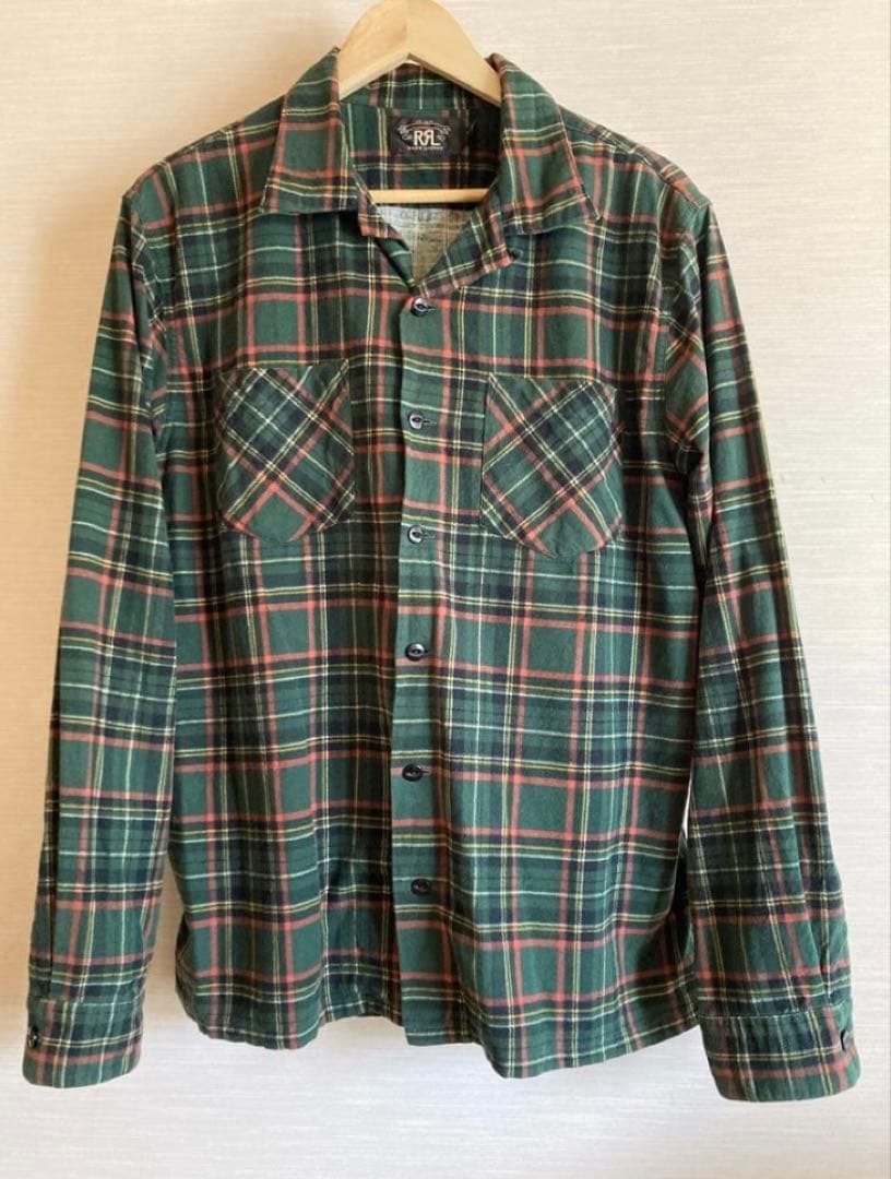 好配色RRL ダブルアールエル フランネル ワークシャツ ネルシャツ L
