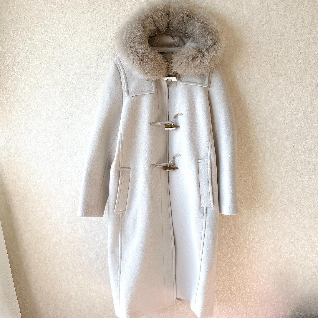 美品⭐️SHIPS カシミヤ混フォックスファー ダッフルコート36 アイボリー