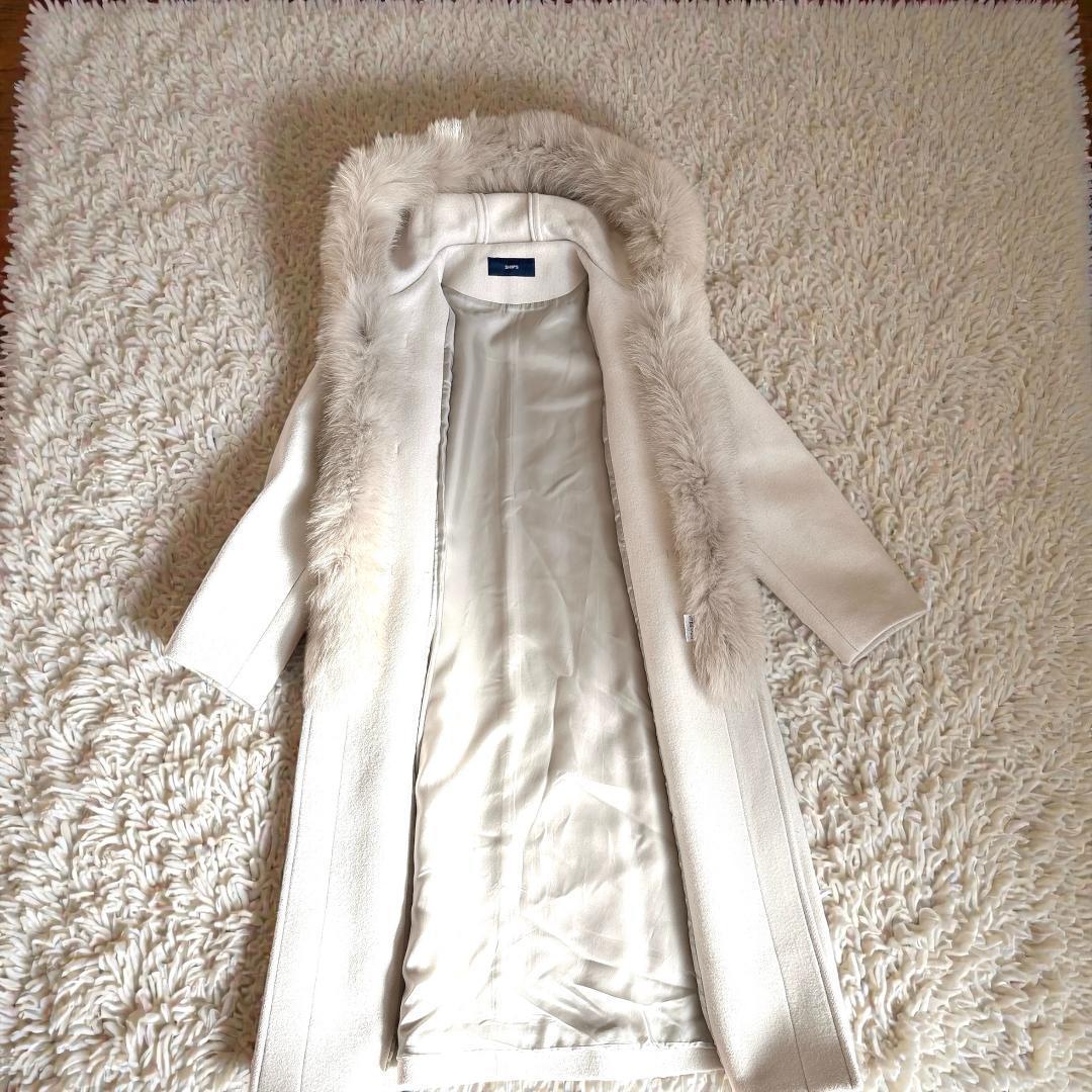 美品⭐️SHIPS カシミヤ混フォックスファー ダッフルコート36 アイボリー