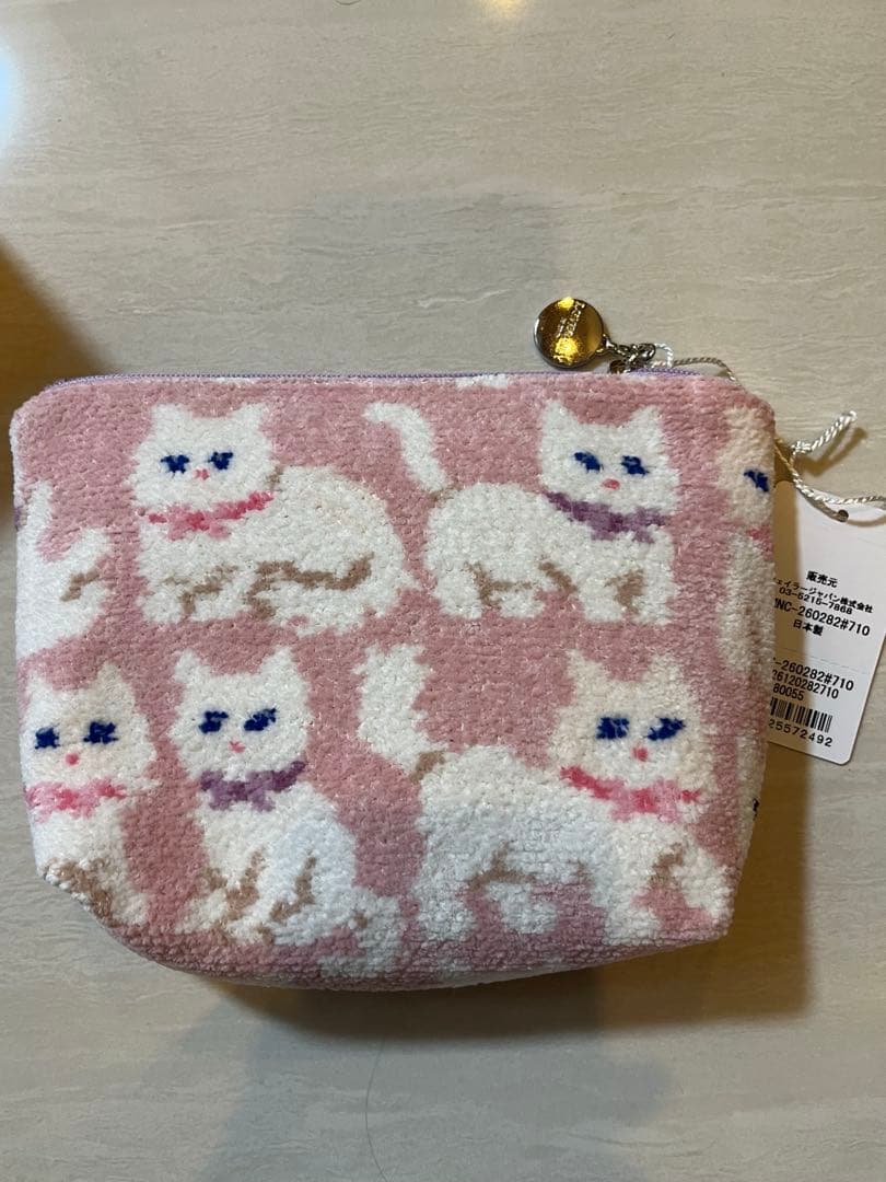 フェイラー　FEILER モフモフネコチャン　舟形ポーチ