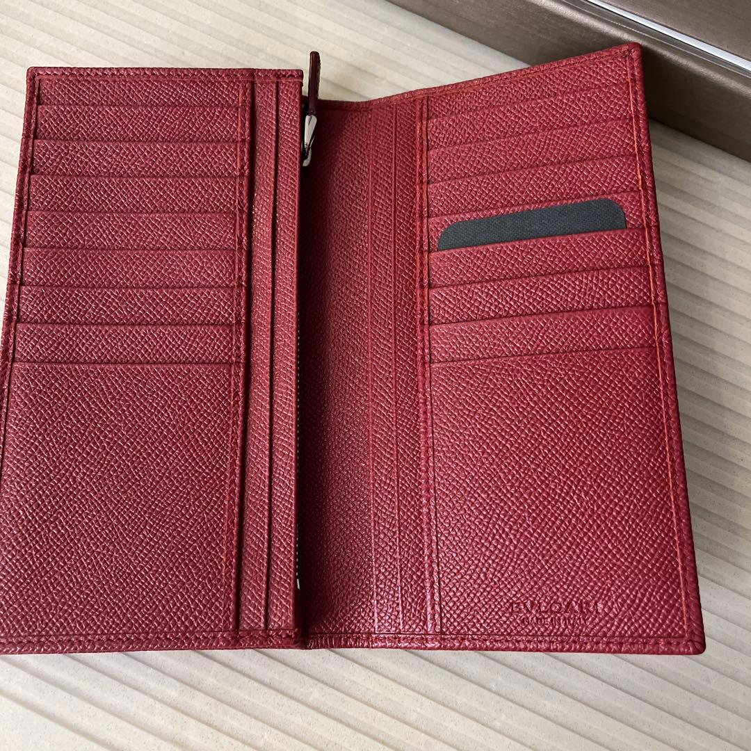 BVLGARI レザー 長財布 レッド