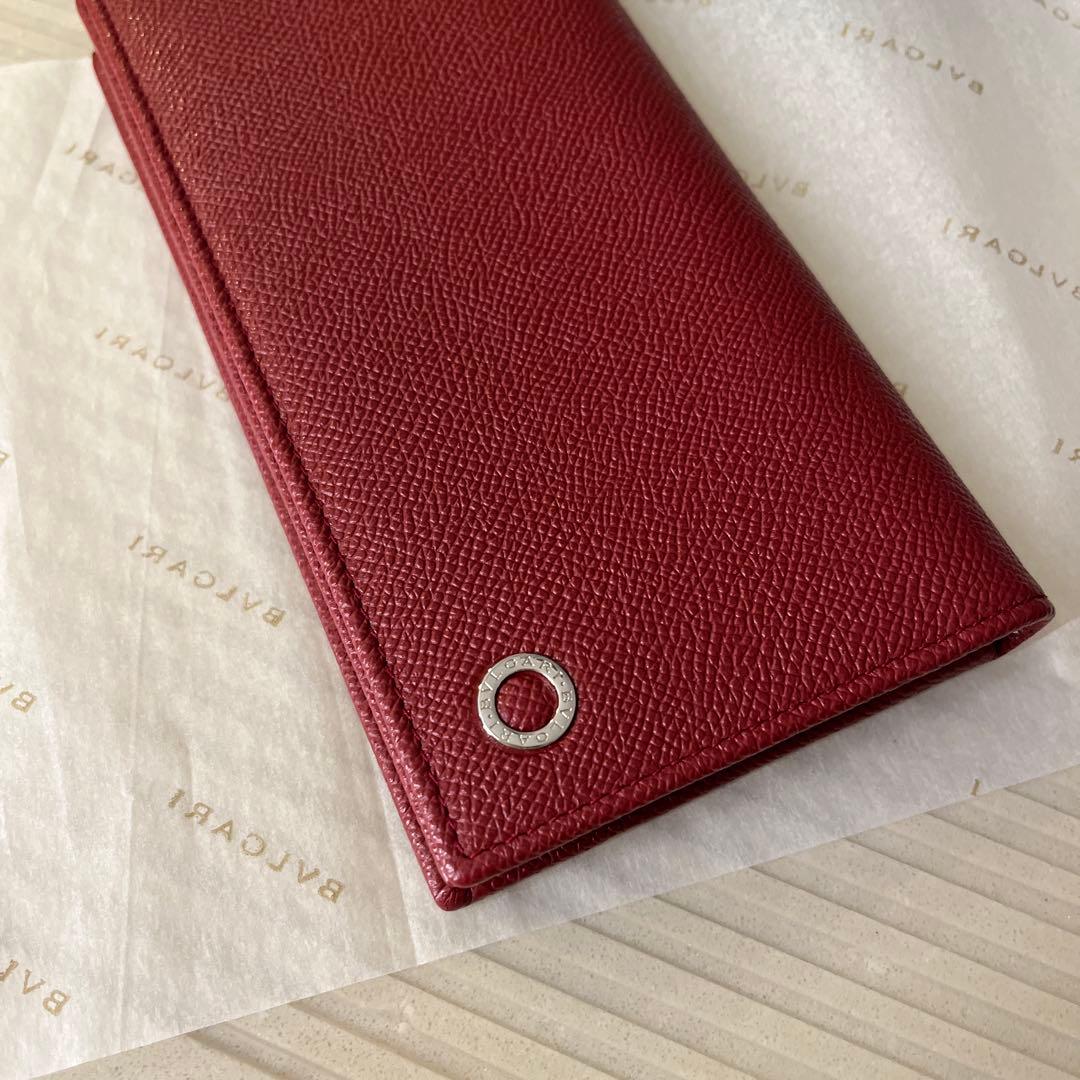 BVLGARI レザー 長財布 レッド