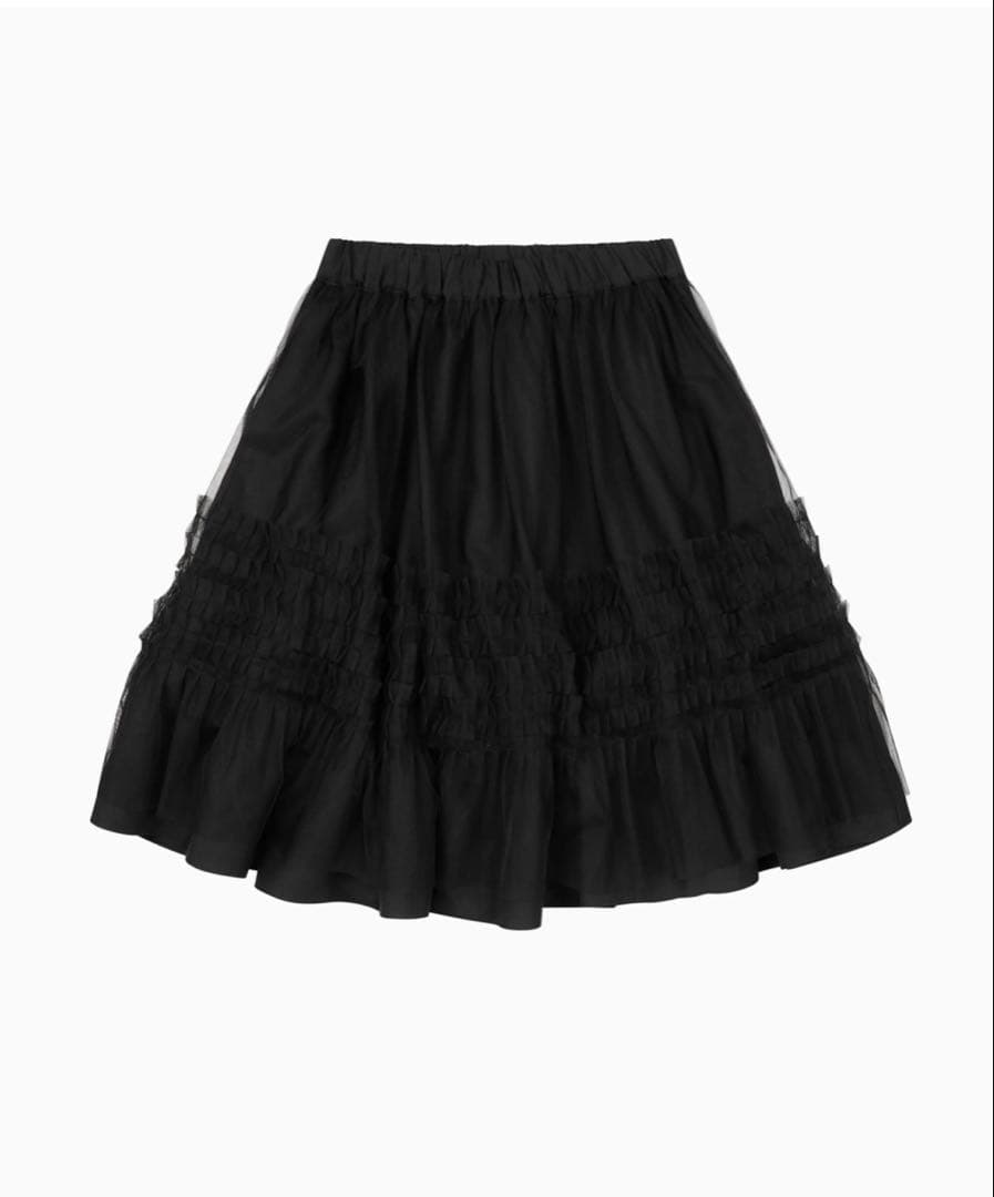 スカート OHESHIO LAYERED SHEER FRILL SKIRT BLACK