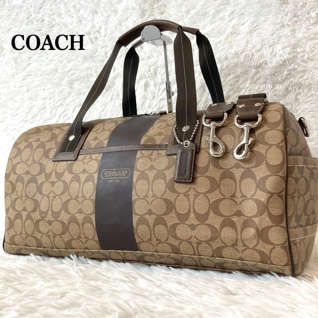 ✨極美品✨コーチ ボストンバッグ シグネチャー 2way レザー　PVC 大容量