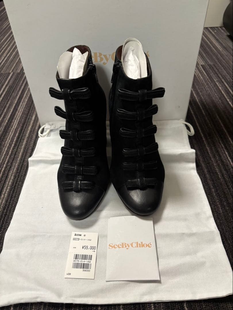 新品未使用　シーバイクロエ　ショートブーツ　サイズ35 22.5cm スウェード