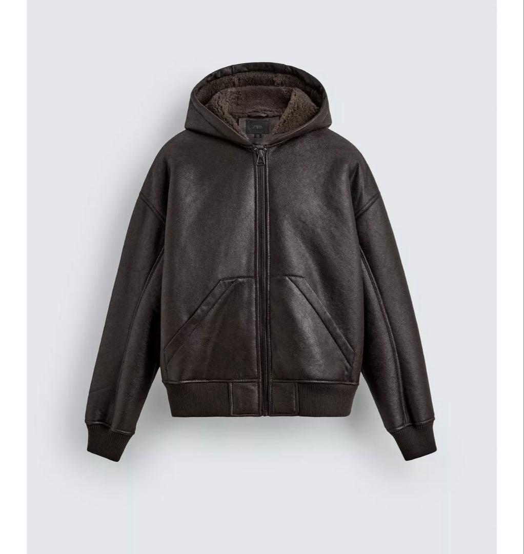 タグ付き新品★ZARAのダブルフェイスフェイクレザージャケット★M★ブラウン色